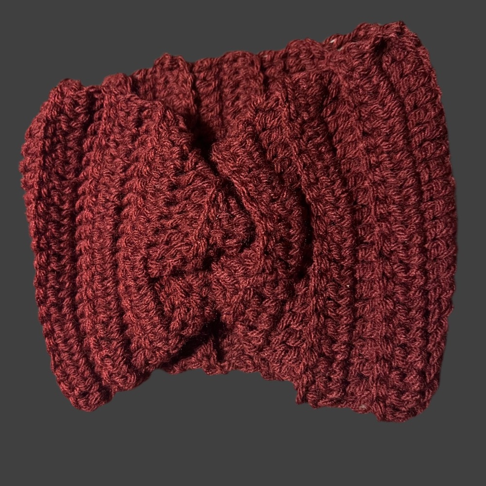 Cozy Knit Burgundy Turban